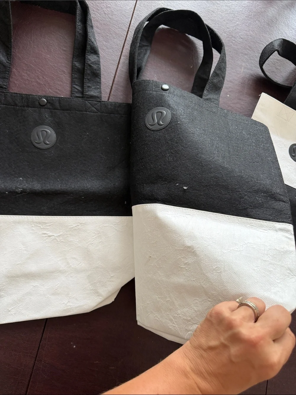 lululemon athletica Black and White Colorblock Tote Set of 3